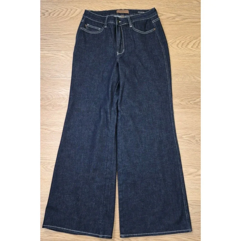 Judy Blue Retro Wide Leg Jeans Womens 14W Flared Hippie Stretch Denim 32x33